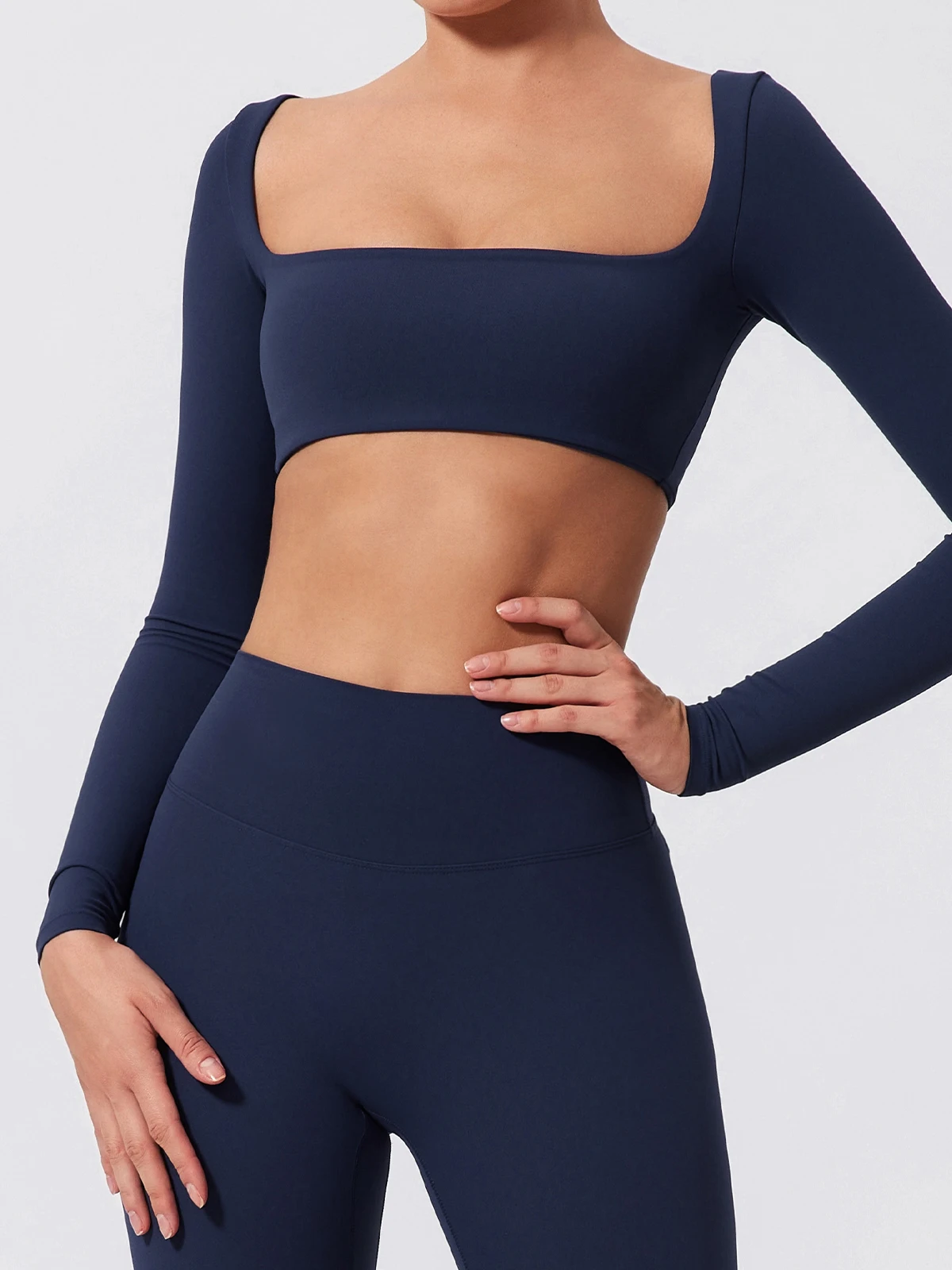 Sommer-Sport-Fitness-Set mit langen Ärmeln für Damen, Outdoor-Laufbekleidung, Yoga-Kleidung, Crop-Top, Sport-Outfit für Frauen – Detail 20