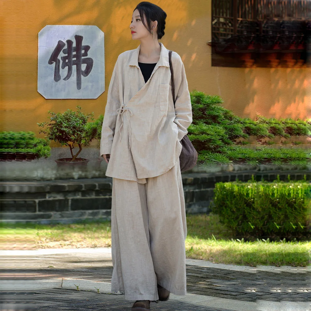 

Оригинальный кардиган Hanfu с длинными рукавами, свободная куртка с уздечкой, женская куртка с лацканами для дома, путешествий, отдыха, игр, медитации, короткое пальто, весна