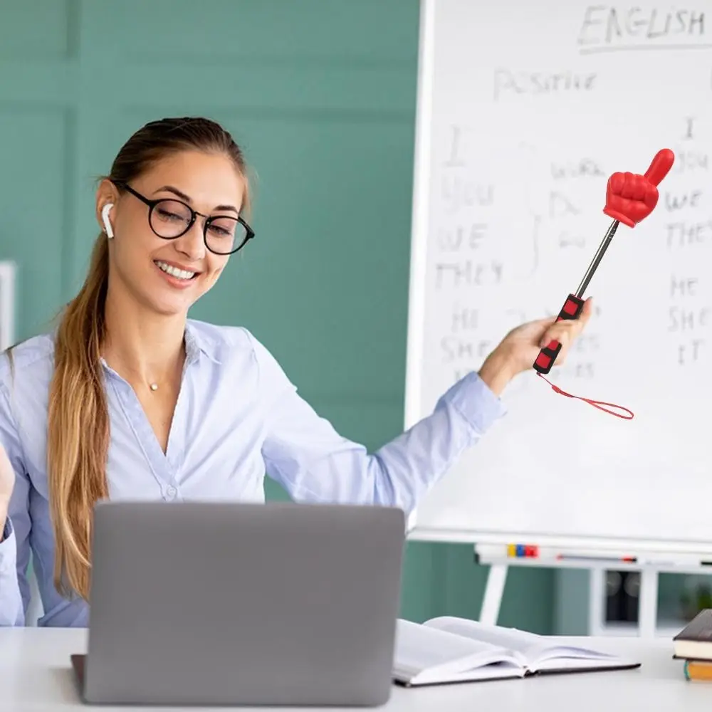 Bastoncini per lettura con dita in acciaio inossidabile Asta telescopica Design con dita Lavagna Puntatore a mano Giocattoli educativi per l'apprendimento