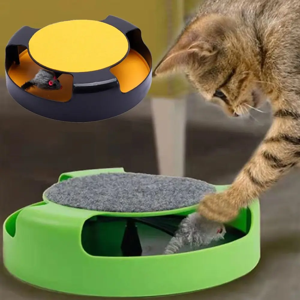 Funny Cat Toys For Indoor Cats Pet Scratching Board Turntable Catch Fake Mouse Plastic Game Cat Scratcher Cat Toy