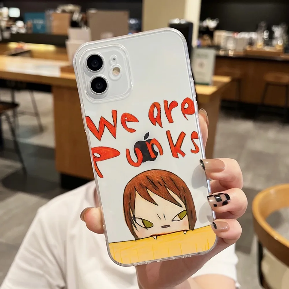 Yoshitomo Nara Art Painting Phone Case For Iphone 15 11 13 14 Pro Max 7 8 Plus X Xr Xs Max 16pro 12mini Transparent Cover