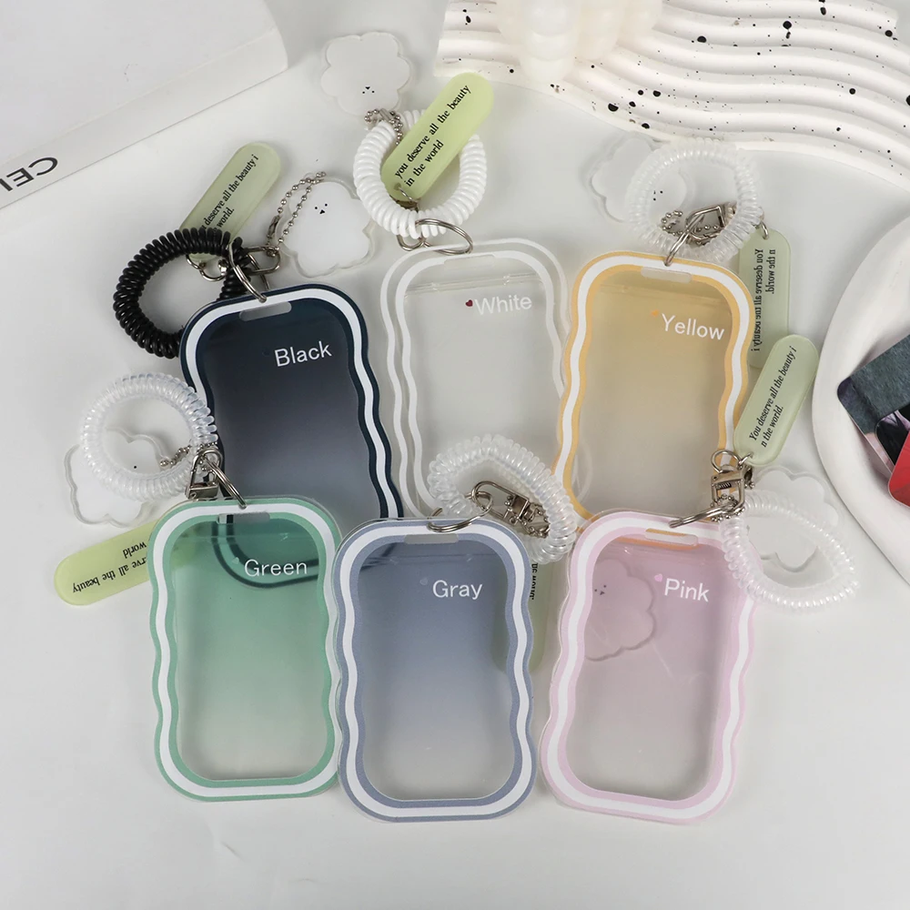 Popular Card Holder Cover Anti-loss Chain Transparent Photo Sleeves Key Chain Card Case Photocards Protector Bag Pendant Lovely