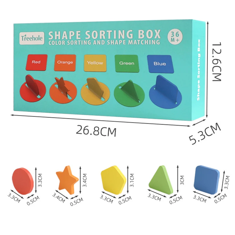 Houten kleurvormclassificatiedoos voor kinderen Geometrische cognitie Training Leermiddel Tafelspel Educatief speelgoed voor kinderen
