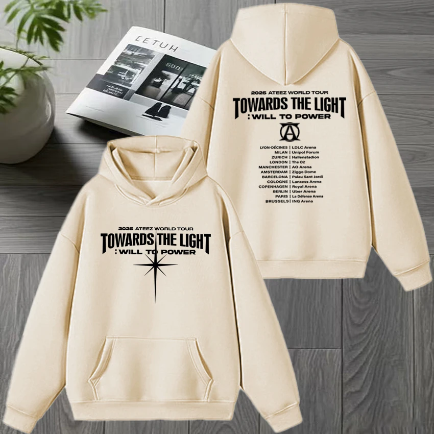 2025 Kpop Ateez نحو الضوء: Will To Power World Tour البلوز الرجال النساء موضة عادية هوديي للجنسين كنزة صوف