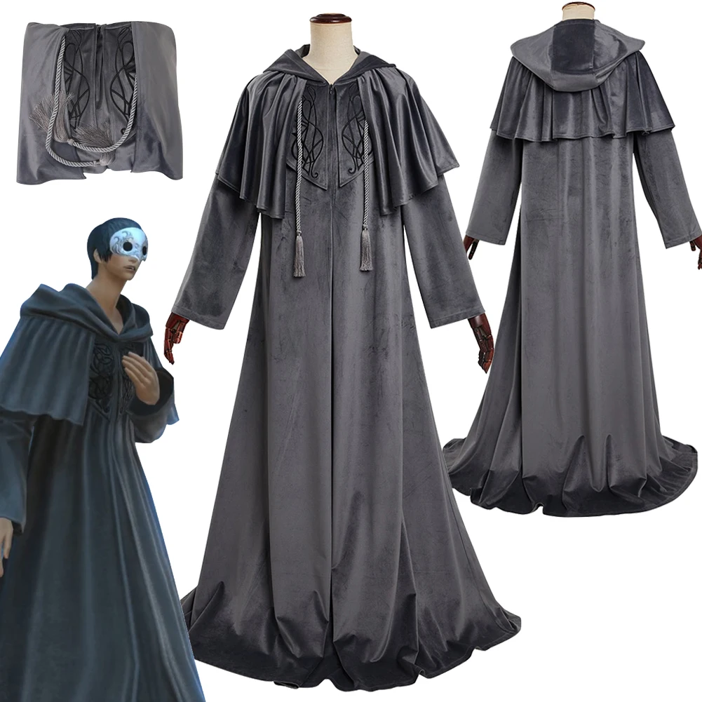 Ff14 emet selch cosplay finale fantasie xiv cosplay kostüm verkleidung für männer männlich erwachsener umhang cape halloween karneval party anzug