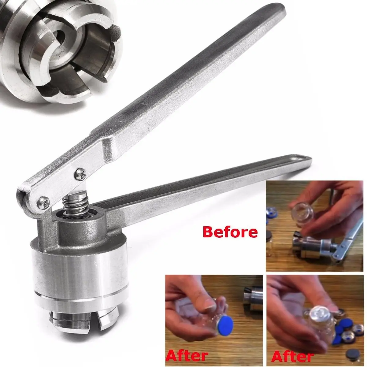 1 Stück Edelstahl Manuelle Fläschchenverschließmaschine Handversiegelungsmaschine zum Crimpen von 20mm Flip-Off-Verschlüssen Flaschenklemmzange Verschließmaschine – Detail 5