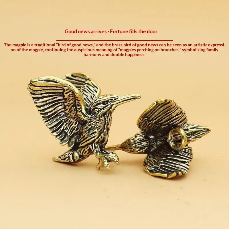 Mini Brass Open Wing Eagle Figurine Fine Workmanship Bird Sculpture Desktop Ornament for Study Room Office Desk Art Decoration