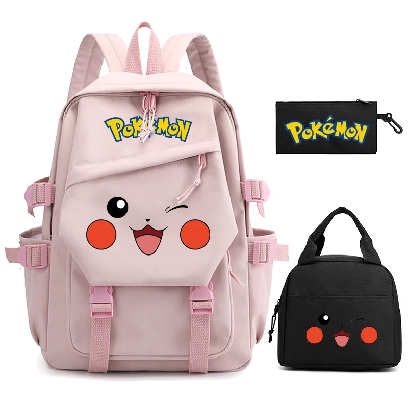 

3Pcs/set Pokemon Teenager Anime Printed Bookbag Lunch Bags Student Girl Boy Children Back To School Rucksack Knapsack Schoolbag