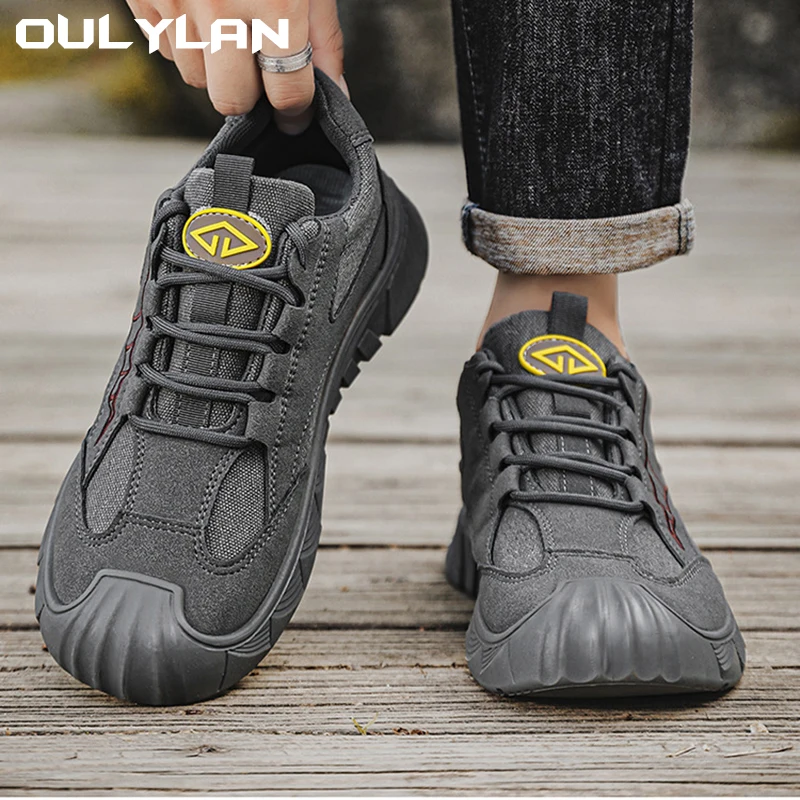 

Oulylan 2025 Men's Steel Toe Safety Shoes Anti-Smash Anti-Puncture Breathable Work Boots Lightweight Durable Construction Shoes