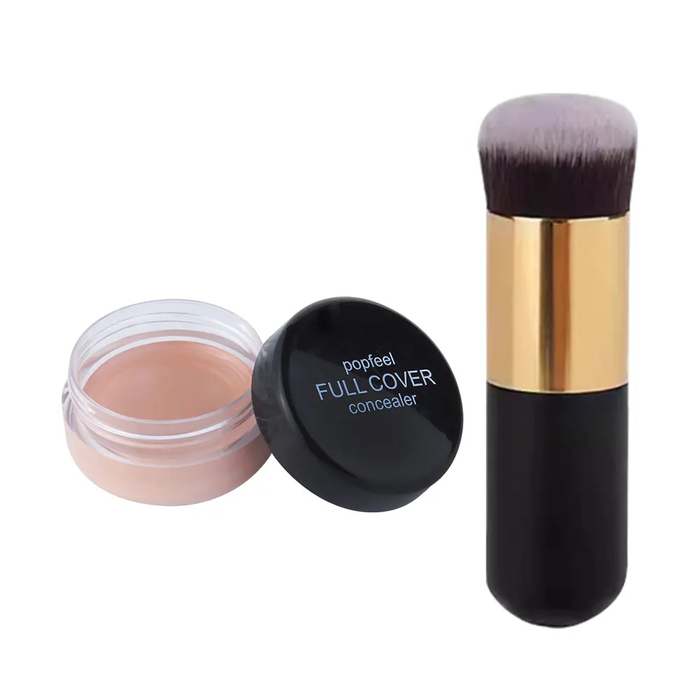 POPFEEL フルカバレッジ コンシーラー メイクアップ ブラシ付き 防水 マット スムース コンシーラー コレクター 目の下のダークスポット用