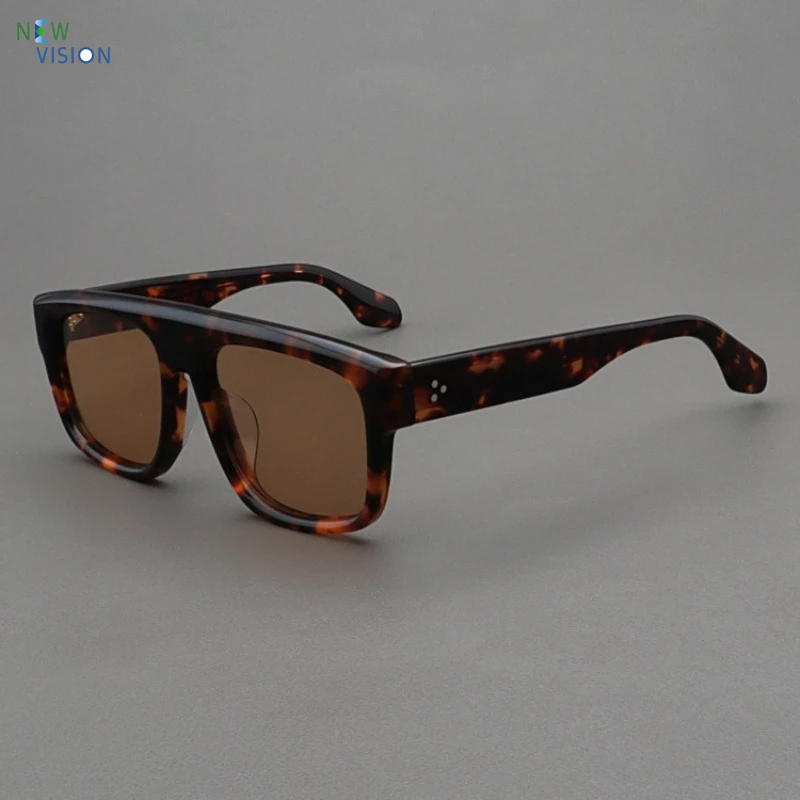 

High End Acetate Sunglasses Women Tortoiseshell Thick Border Eyeglass Pilots Outdoor Polarized Driving Big Face Men SUN GLASSES