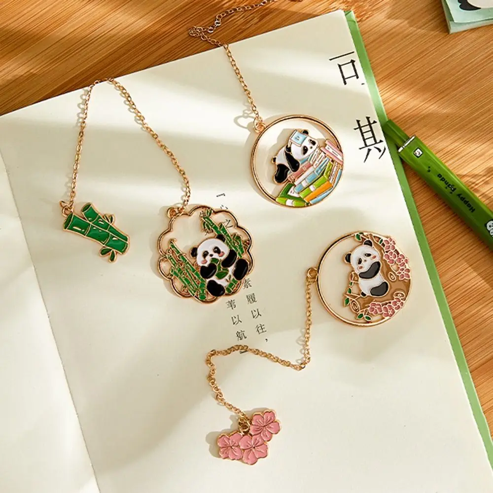 Creative zinc alloy cartoon panda Bookmark cartoon mental Metal panda Bookmark panda with Tassel Book Page Marker Student