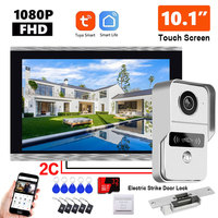 New Tuya Smart 1080P Touch Monitor 7/10inch Wifi 2 Wire Intercom Door Bell Video Intercom System ID Unlcok With Electronic Locks