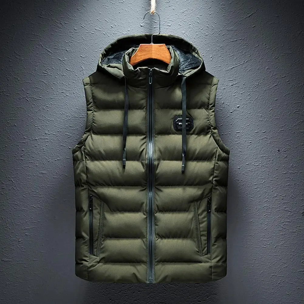 Ritszak Katoenen Vest Met Capuchon Katoenen Vest Winddicht Heren Winter Katoenen Vest Met Capuchon Zakken Ritssluiting Dik Warm Zacht