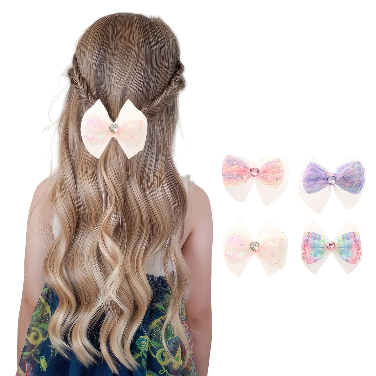 1PCS Glitter Heart Hair Bows for Girls - Sweet Colorful Toddler Hair Barrettes, Baby & Teen Party Hairpins Hair Accessories