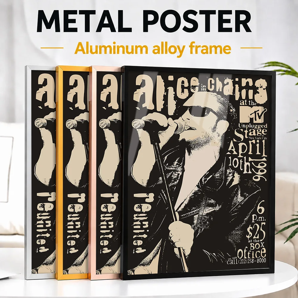 Alice In Chains Framed Metal Print Customized Photo Modern Rhythm Style Wall Art For Recording Studio Thoughtful Musician Gift