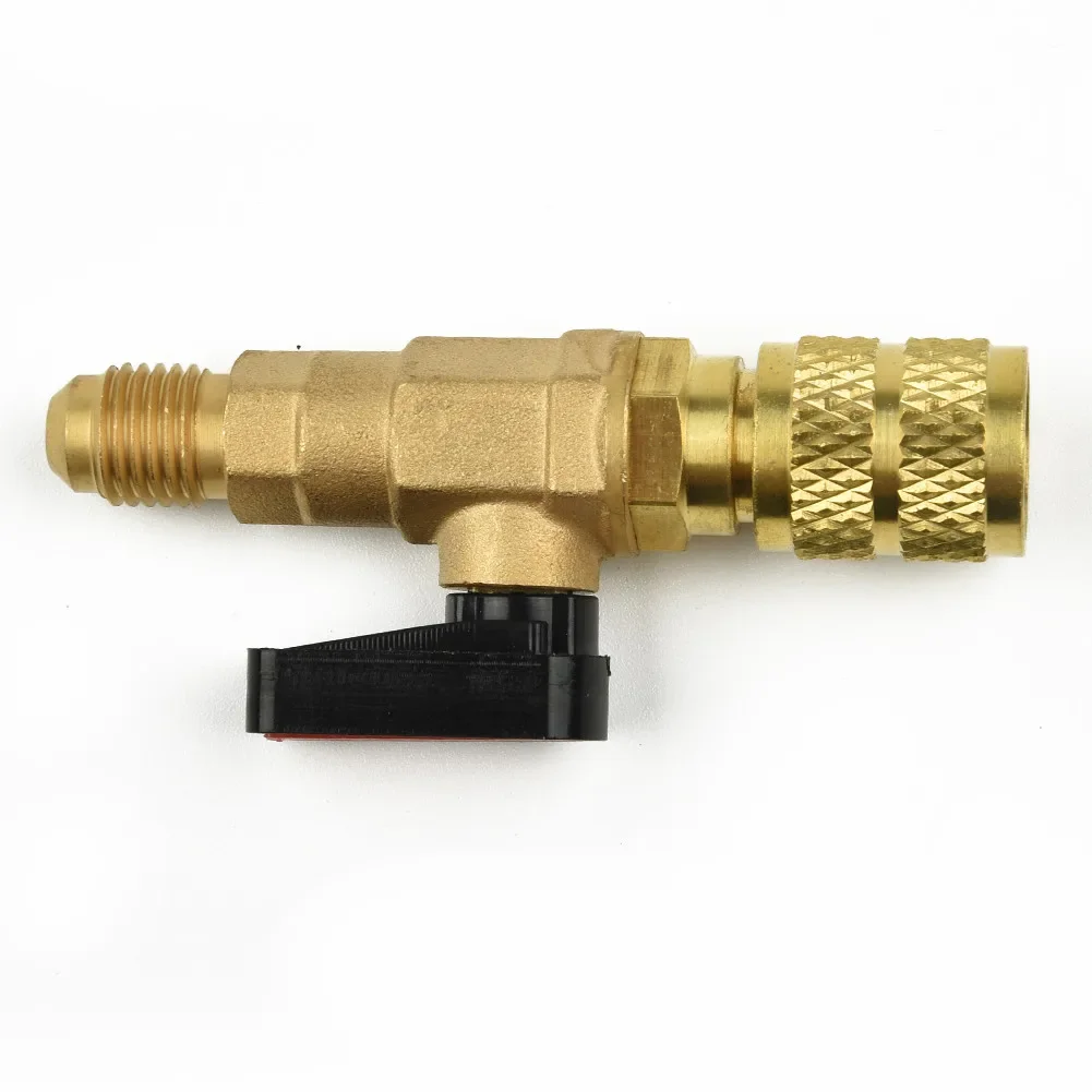 Compatible with A/C Charging Hoses HVAC AC Straight SHUTOFF Ball Valve Adapter For R134a R22 R12 R410a 14'' Red