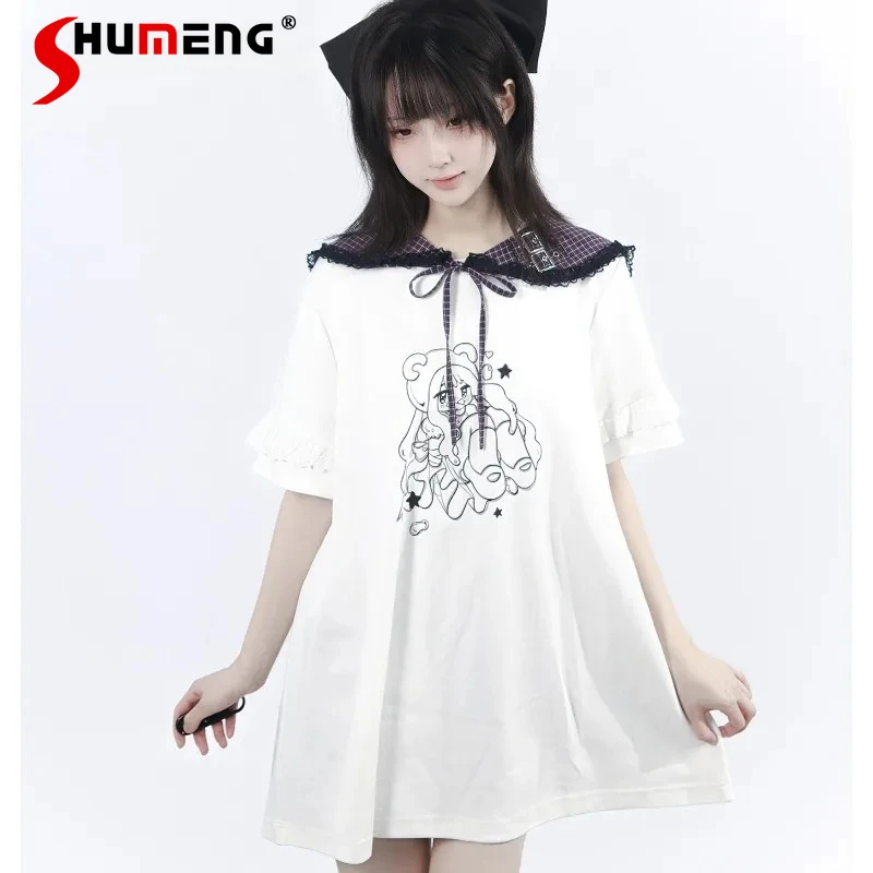 

Платье-футболка оверсайз с имитацией воротника, повседневные свободные хлопковые футболки, женские длинные футболки в стиле Y2K, крутые черно-белые футболки, одежда