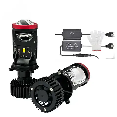 Y7D 120W H4 헤드 라이트 자동차 H4 LED 미니 프로젝터 렌즈 6000K 높은 낮은 빔 터보 팬 자동 LED H4 램프 LHD RHD 12V 24V