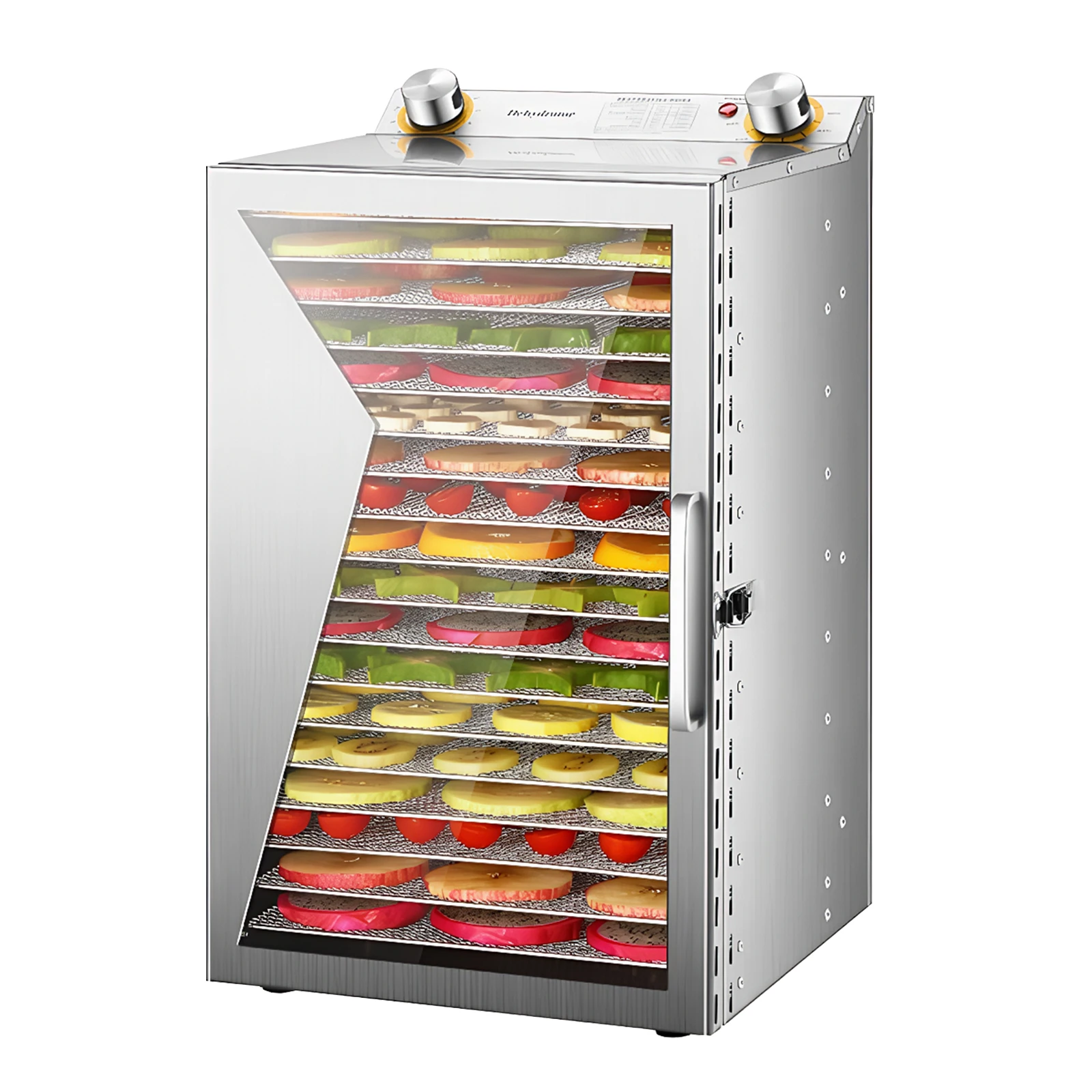 Deshidratador Eléctrico con 18 Bandejas de Acero Inoxidable, Máquina Secadora con Control de Temperatura para Carne Seca, Golosinas para Perros, Carnes y Verduras