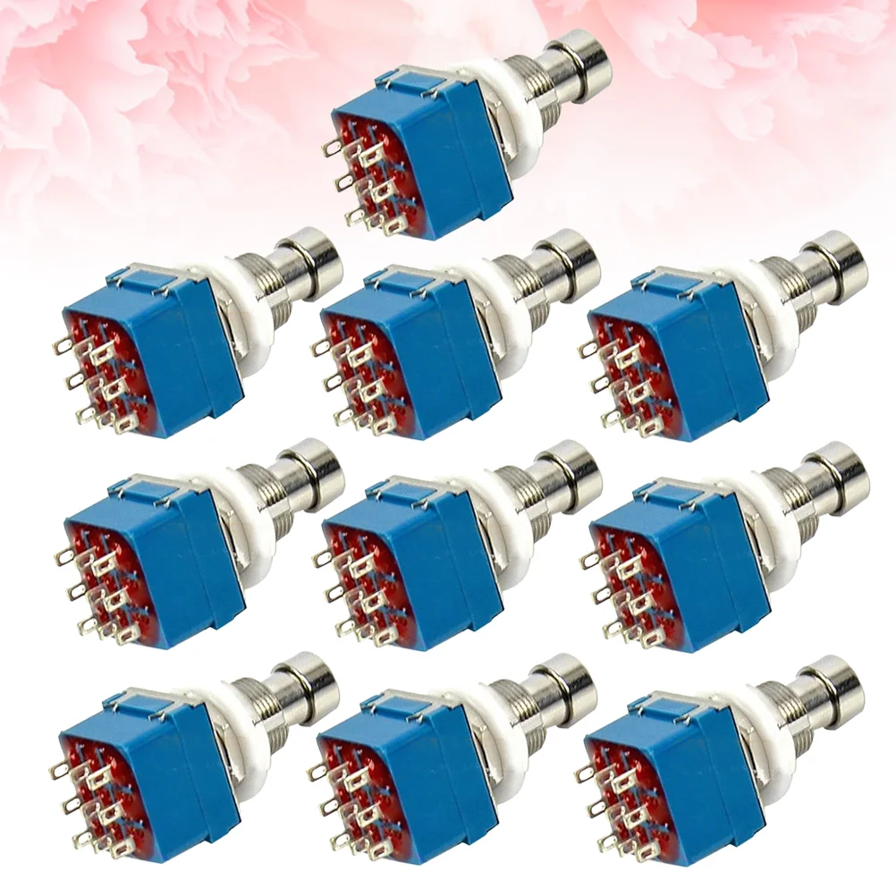 10 Pcs Power Switch Button 9- Pin Blue Foot True Bypass Guitar Effects Pedal Metal