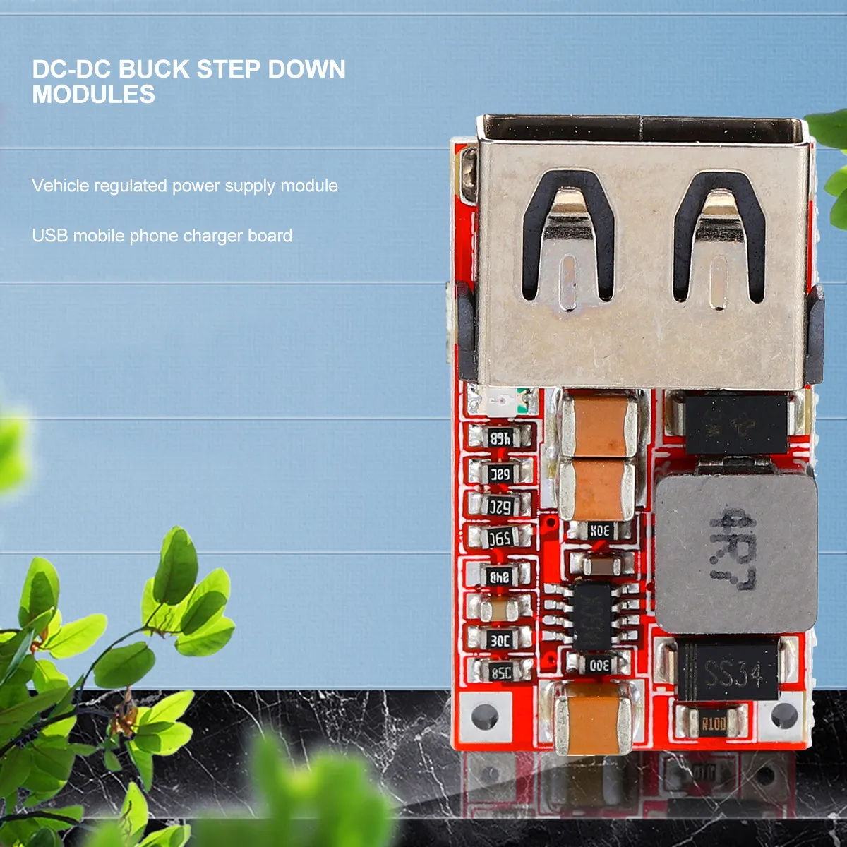 

5Pcs Dc-Dc Buck Module 6-24V 12V24V to 5V 3A USB Charger Module Reverse Polarity Protection Car Cigarette Lighter Compatible