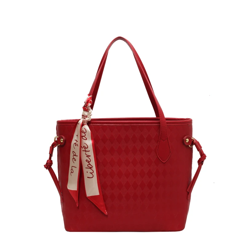 2024 New Women\'s Bag Fashion Trend Shoulder Bag Leisure Commuter Handbag Minimalist Design Red Large Capacity  New Year 가방