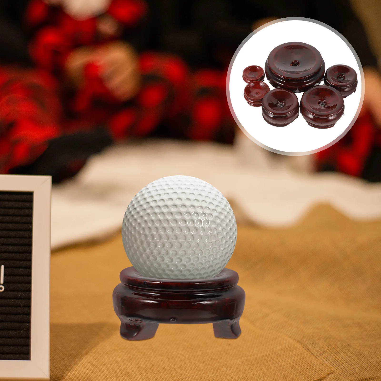 

6Pcs Walnut Crystal Ball Stand Wooden Round Base Sphere Holder Display Rack for Crystal Stones Balls Home Office Decor