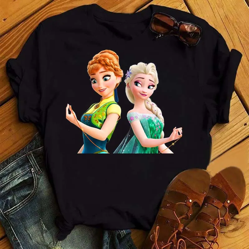 Frozen Anna Princess Women T Shirt Streetwear Summer T-shirt Harajuku Punk T-shirts Tops Tee Hip Hop Loose Female Clotehs Tops