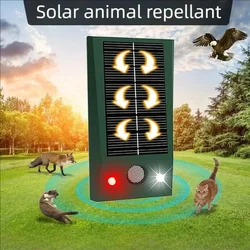 Ultrasonic Solar Powered Animal Repelente, Alarme de Luz LED para Pomar, Estufa, Horta, Impermeável, Cão e Gato