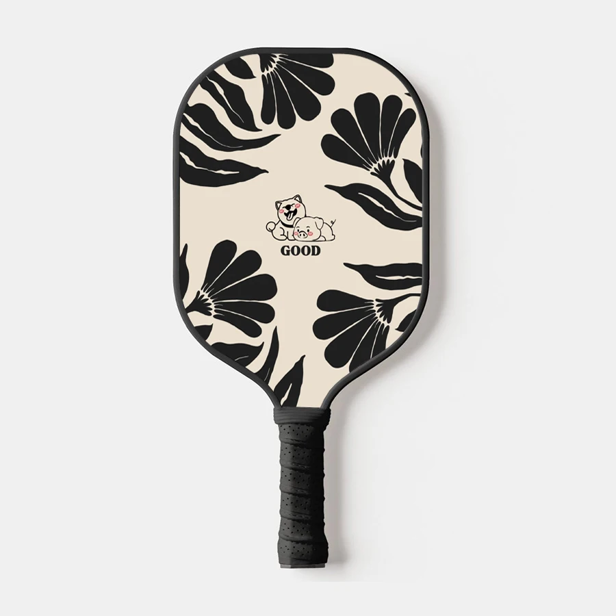 Lucky003 Paleta de Pickleball de fibra de carbono cruda T700 termoformada, superficie texturizada giratoria con borde de espuma, agarre ergonómico