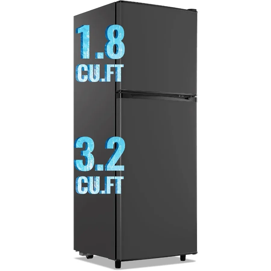 

Двухдверный холодильник мощностью 5,0 футов с морозильной камерой и 7 настройками температуры, регулируемый компактный дизайн, идеально подходит для офисной квартиры