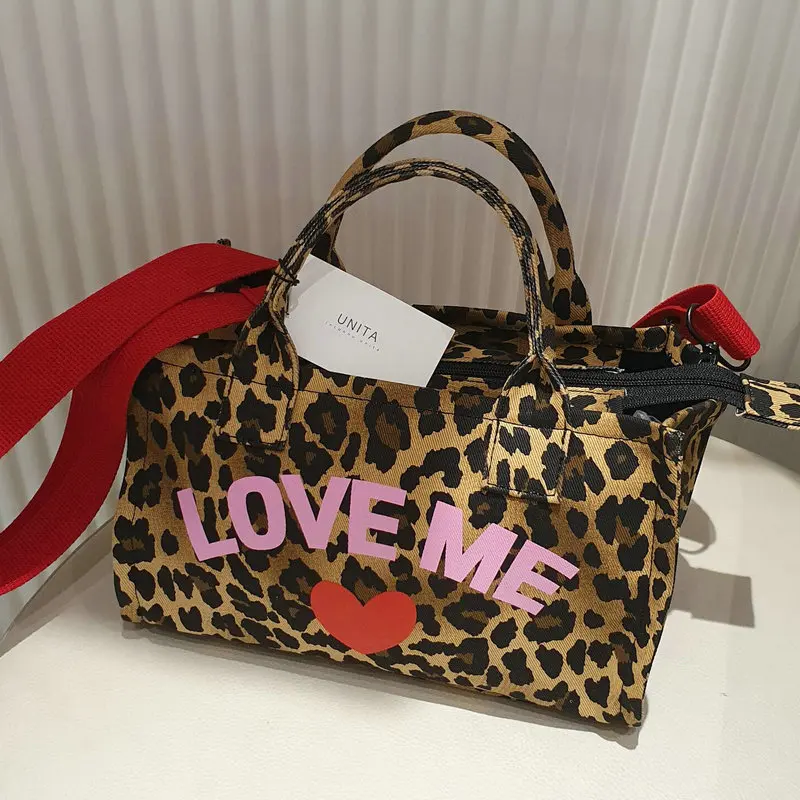 

Creative Leopard Print Large Capacity Handbag Casual Versatile Letter Print Leopard Handbag