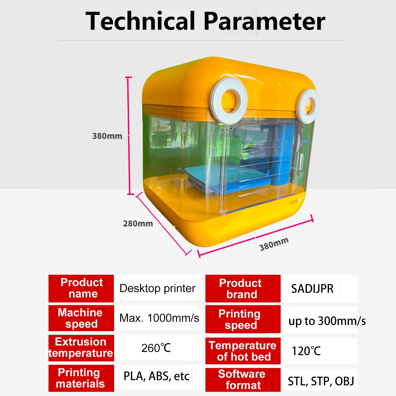 SADIJPR Desktop 3D Printer High Precision Does Not Need To Install PLA 3D Printer DIY Education And The Best Gift For Children