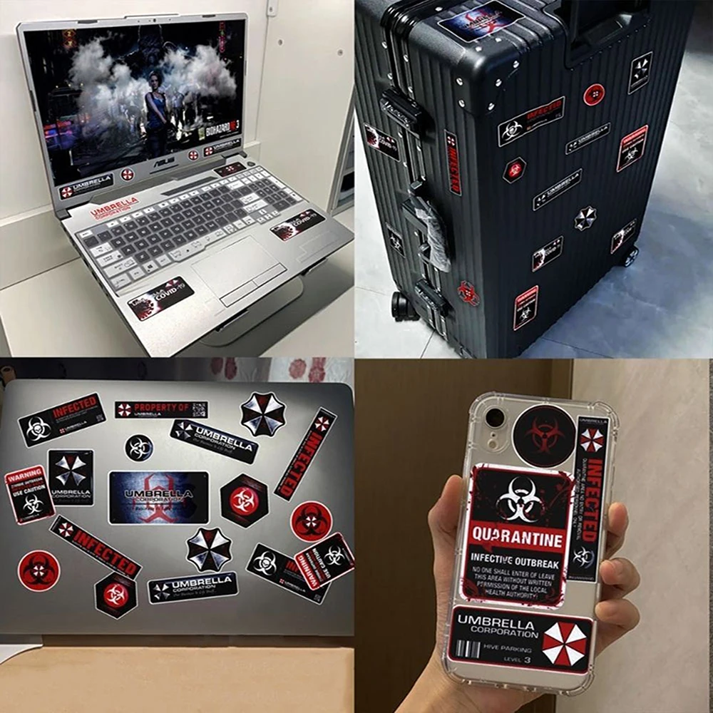 دراجة نارية ملصقات عاكسة المقيم الشر مظلة بريرا شعار سيارة مرآة الرؤية الخلفية خوذة مربع خلفي مقاوم للماء ديكور الشارات