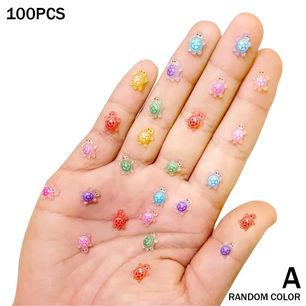 100 Pcs Cute Mini Colorful Turtle Flat Back Resin Cabochons Scrapbooking DIY Accessories Jewelry Decoration Hairpin Craft F4G6