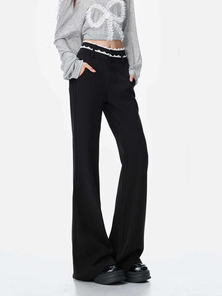 

Женские расклешенные брюки в американском стиле ретро с высокой талией в стиле Харадзюку, длинные брюки, узкие брюки-клеш, трешный Y2k, японская уличная одежда