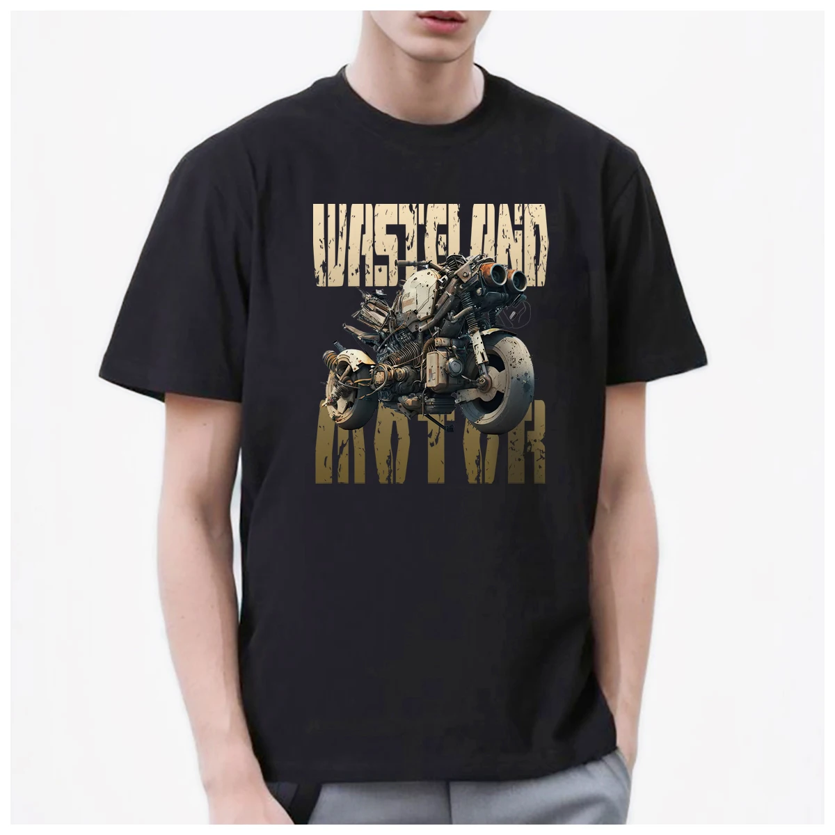 Wasteland Chopper Motorcycle Doom Post-apocalyptic men's t shirt Women Fashion 100% Cotton summer casual Breathable Couple Tops