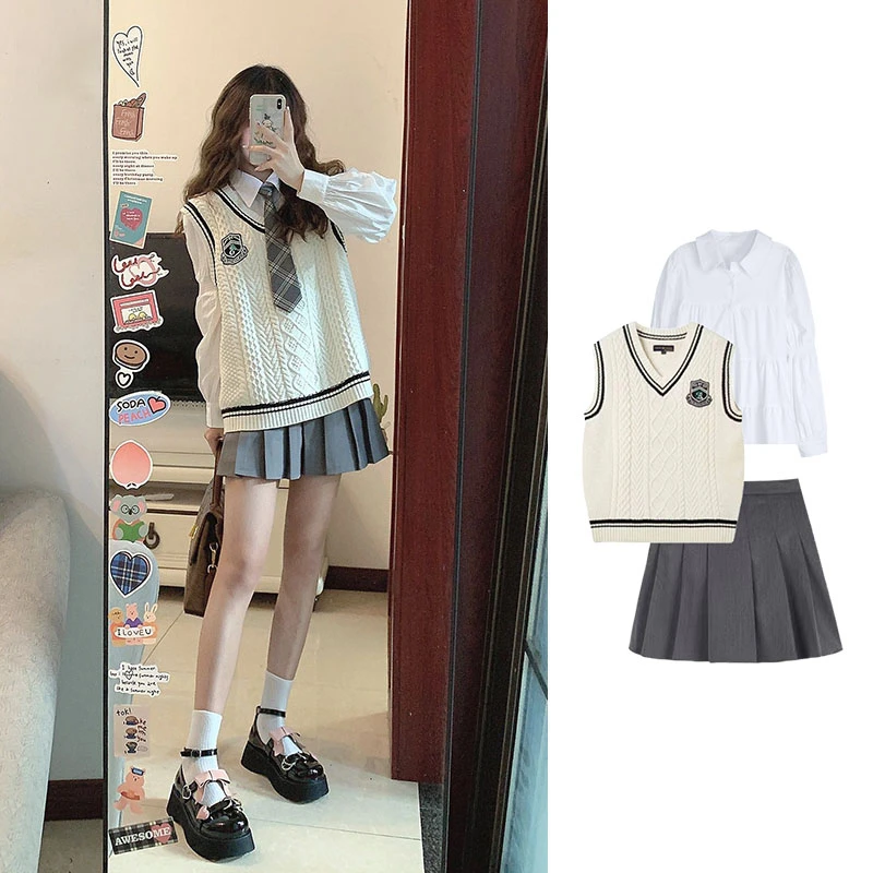 

Женский вязаный жилет Sweet Sle, осенне-зимняя верхняя одежда 2023, свитер для многослойного ношения, модная куртка в студенческом стиле, маленький размер