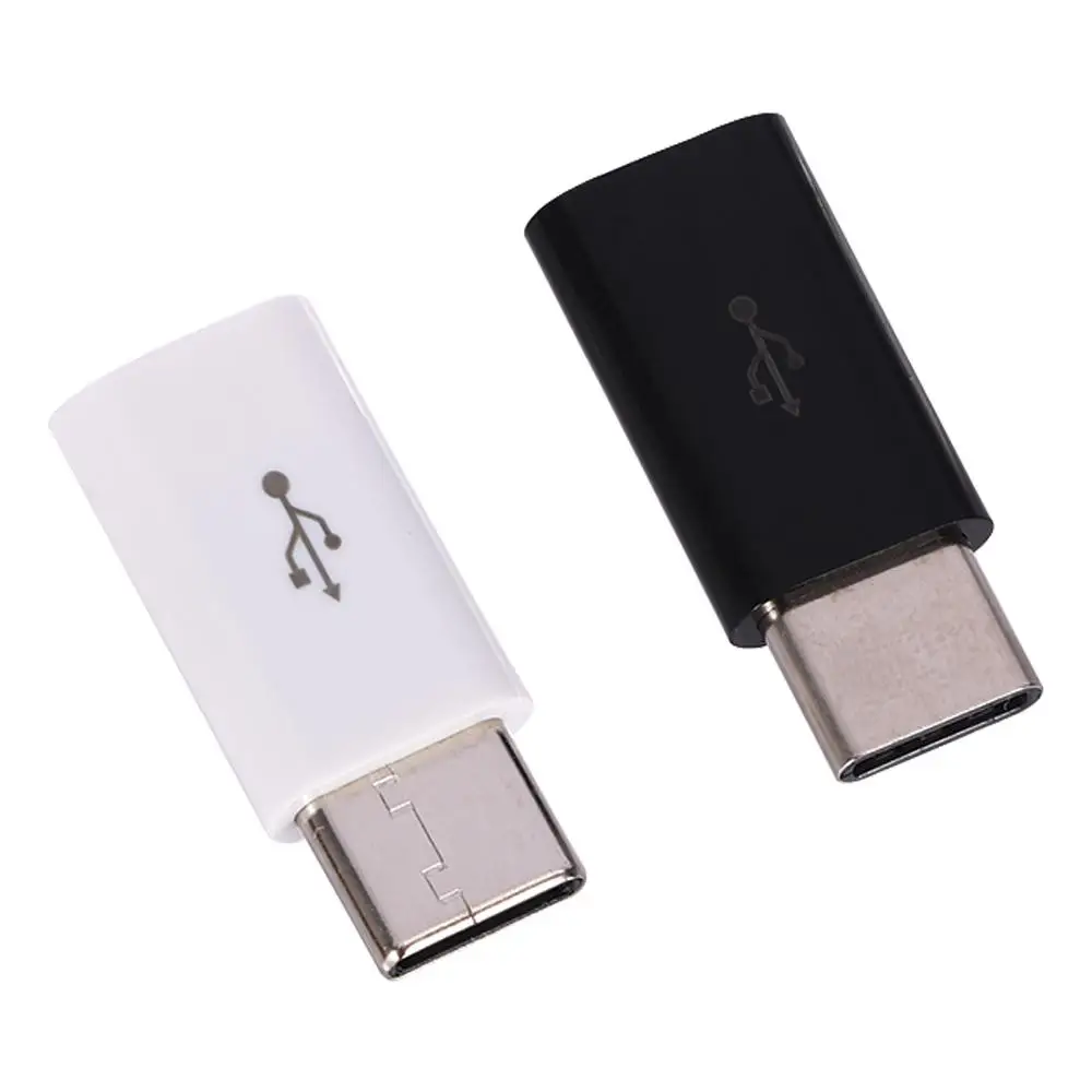 Portátil Mini USB fêmea para tipo C macho conversor, adaptador, transferência de dados, preto, 2pcs