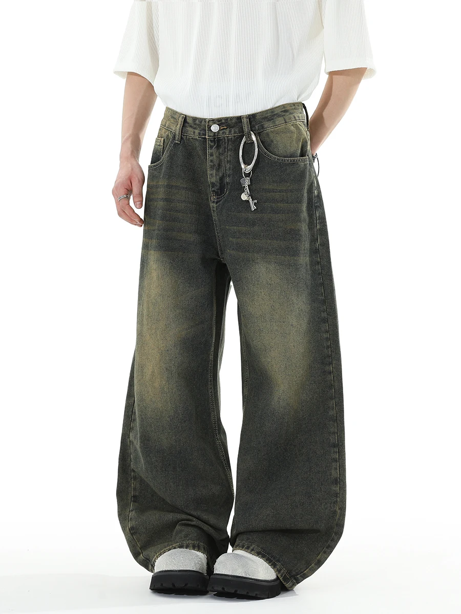 BLRY American Sle Cleanfit فضفاض واسع الساق الجينز الرجال الرجعية العصرية خمر جينز غير رسمي الشباب ular السراويل الطويلة