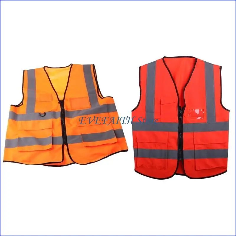 

124B High Visibility Safety Vest with Reflective Strips Yellow Color Zipper