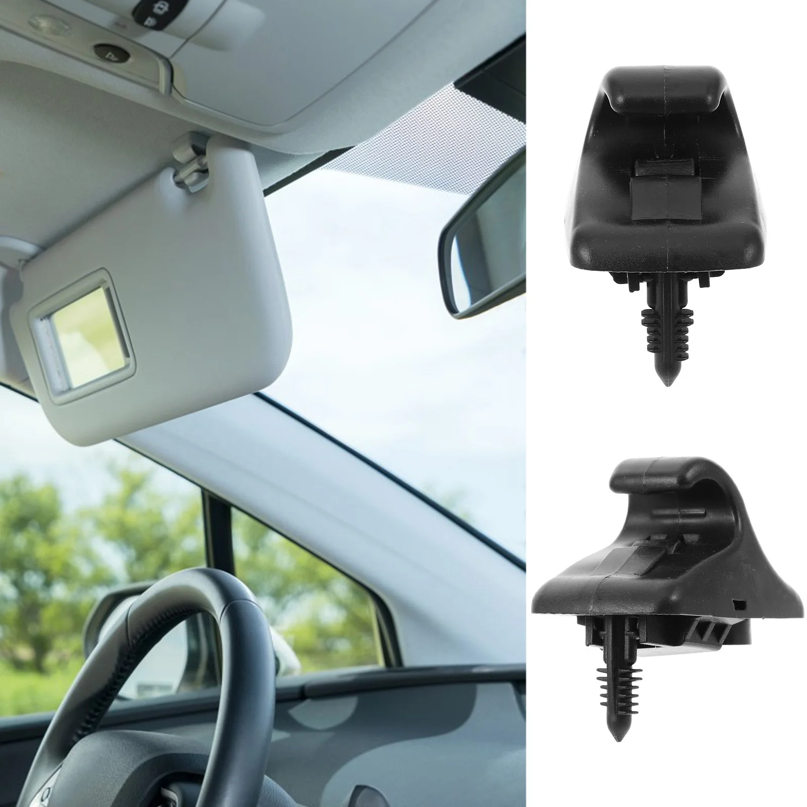 

Black Universal Car Visor Clip Replacement Durable Fit No Tools Easy Installation Anti-Slip Protection For Sun