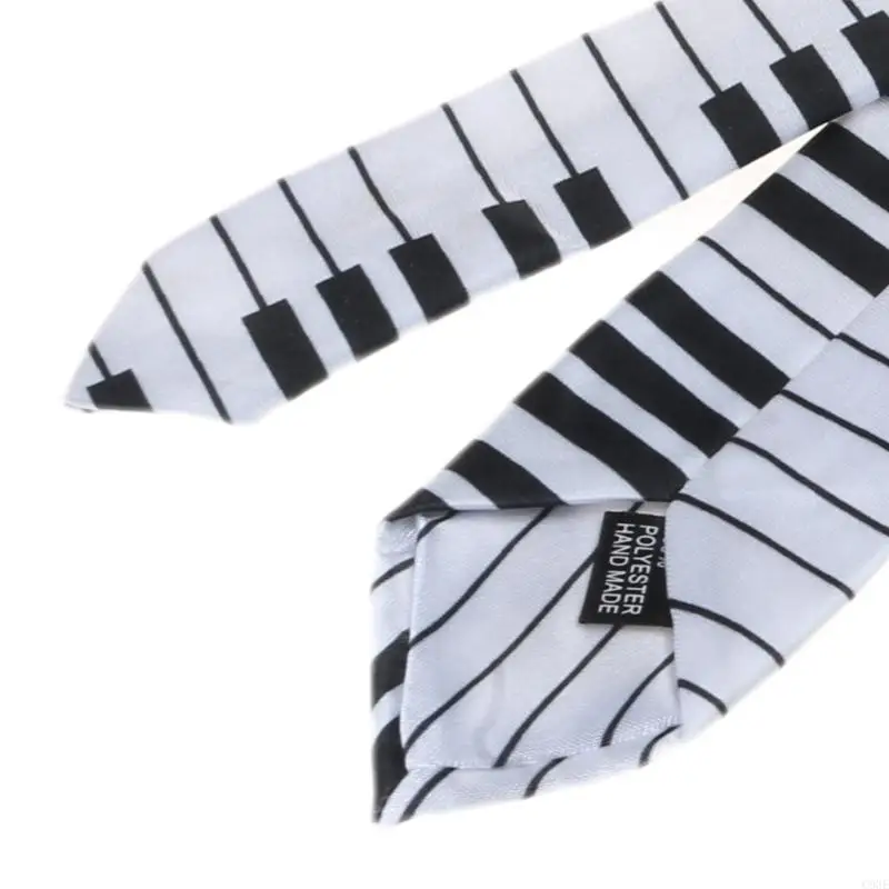 C9GE Men's Black & White Piano Keyboard Necktie Tie Skinny Music Tie