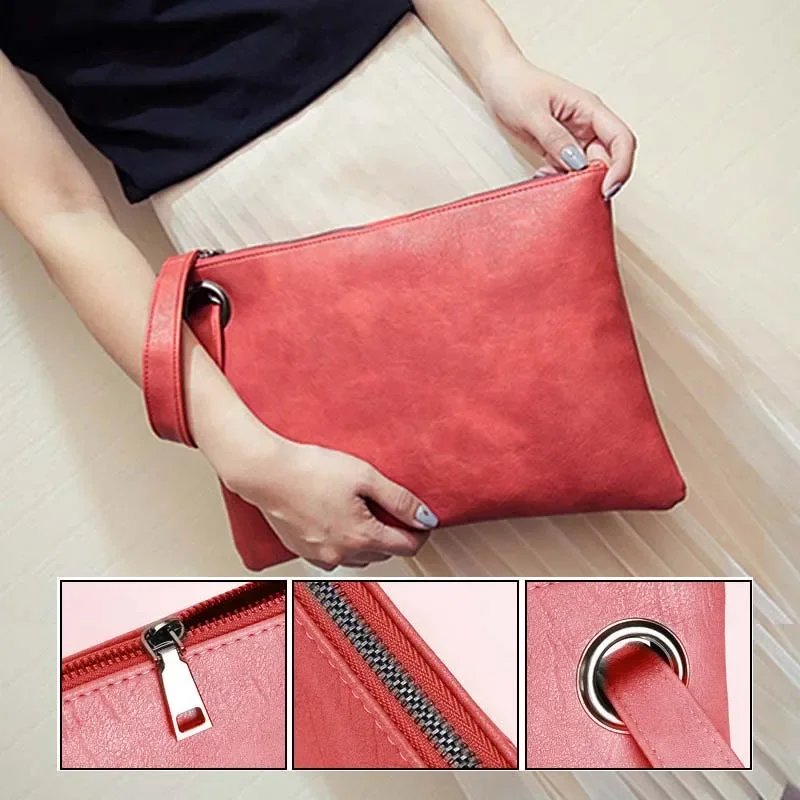 Fashion Solid Women's Clutch Bag Ladies' PU Leather Handbag Clutch Evening Bag Female  Handbag Carteras Mujer De Hombro