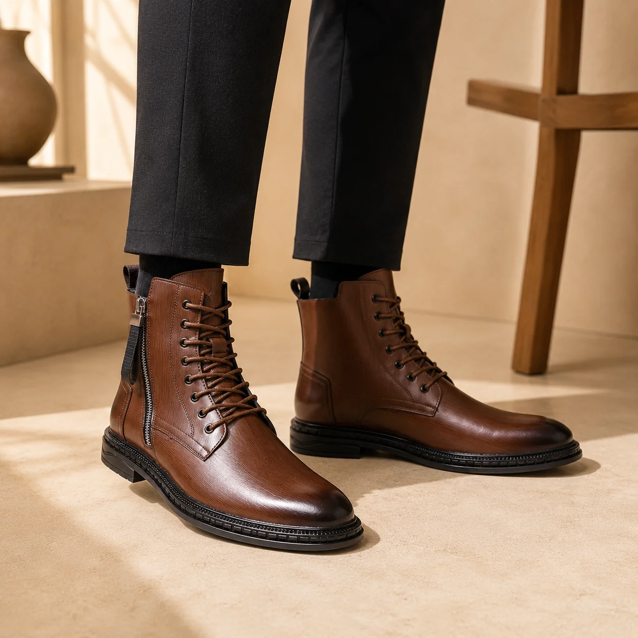 Fashion Classic Men's High Top - Mens Fashion Combat Boots 评论和价格