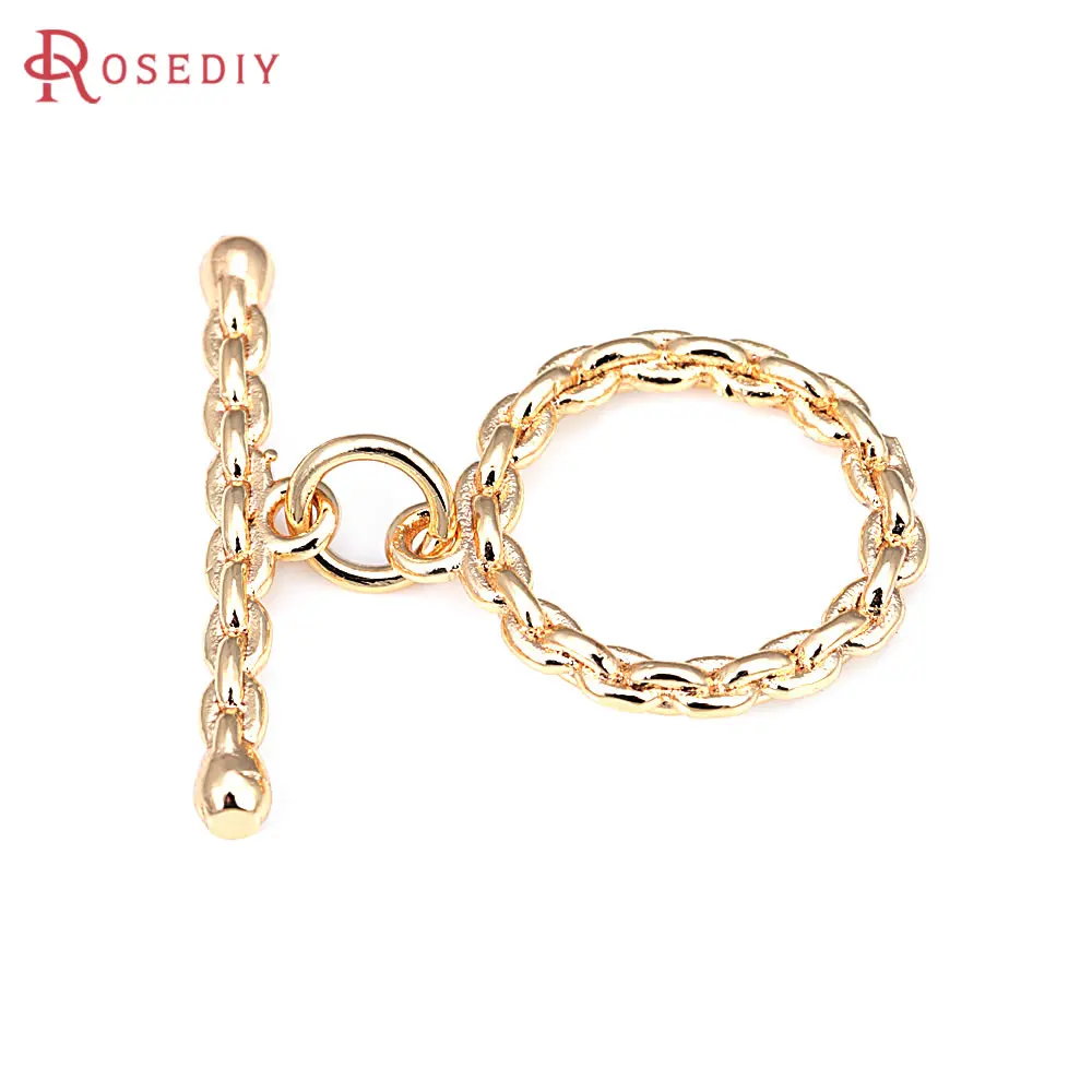 18K Goudkleur Messing Ronde Vorm Hart O Toggle Gespen Armband Aansluiten Sluitingen Diy Sieraden Maken Benodigdheden Accessoires Voor Vrouwen