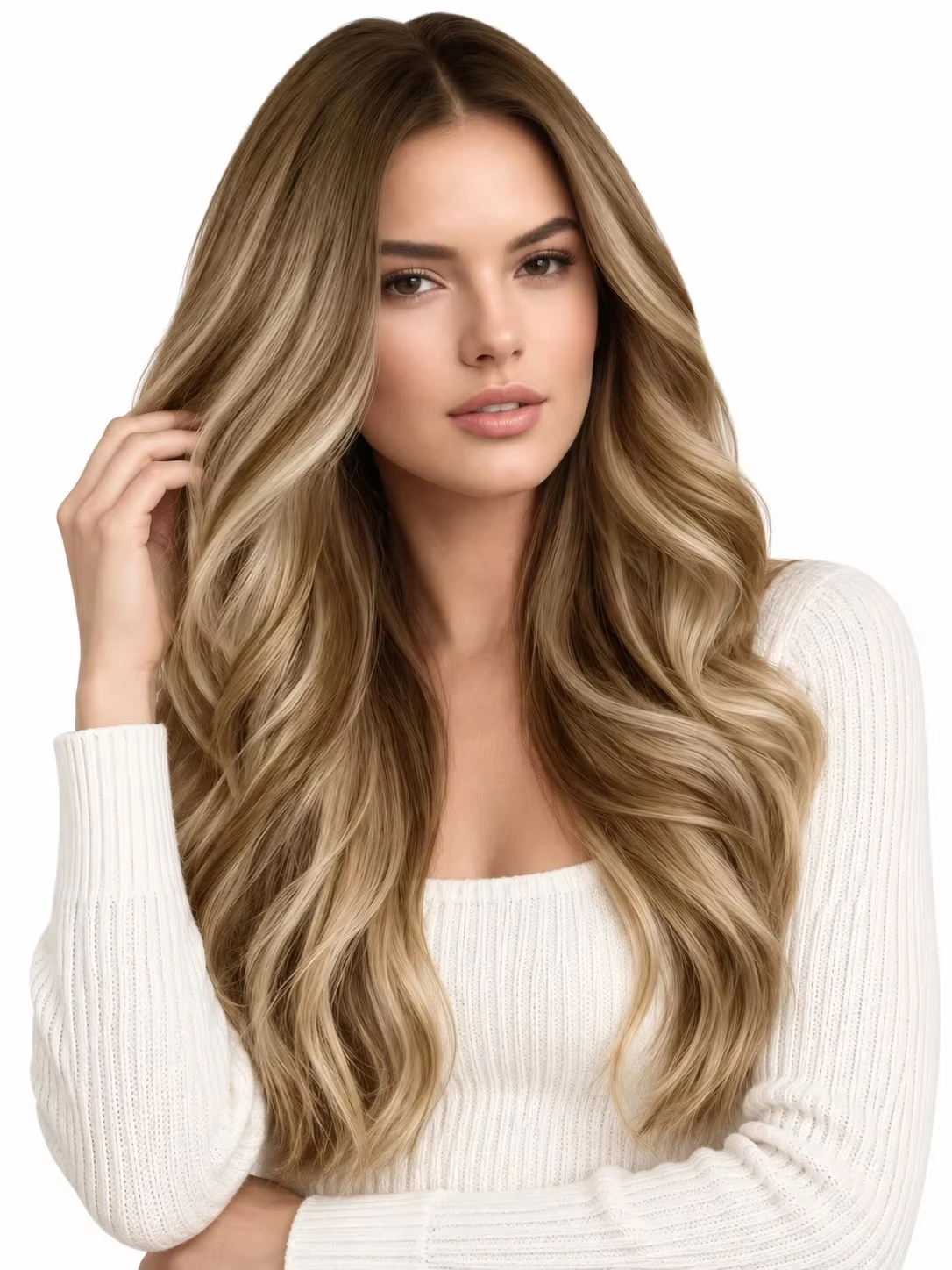 Full Shine Clip on Human Natural Hair Extensions 7 Pcs Balayage Color Weave Clip in Remy Straight Hair for Long  and Volume
