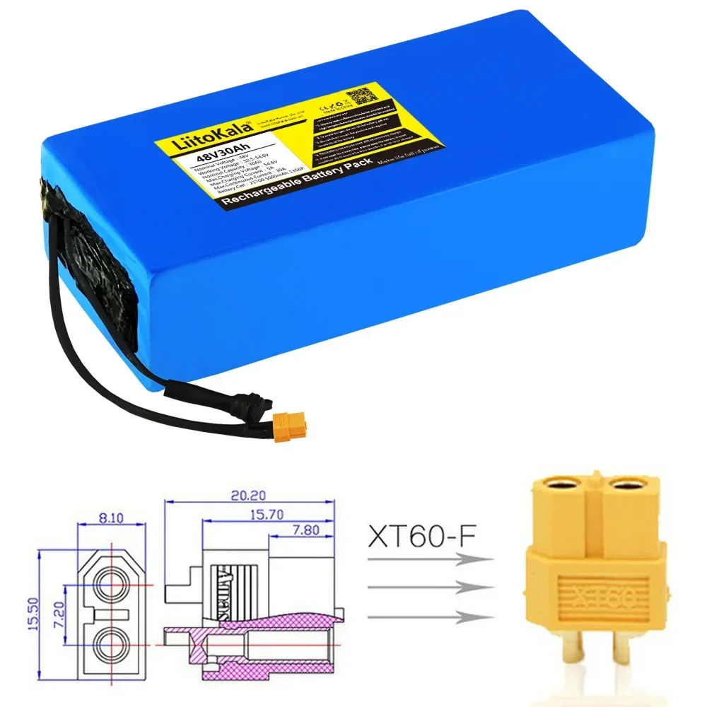 LiitoKala 48V 30Ah/20Ah/25Ah 21700 Battery Pack for Electric Bicycle Lithium Battery Ebike Scooter Motorcycle Battery Pack