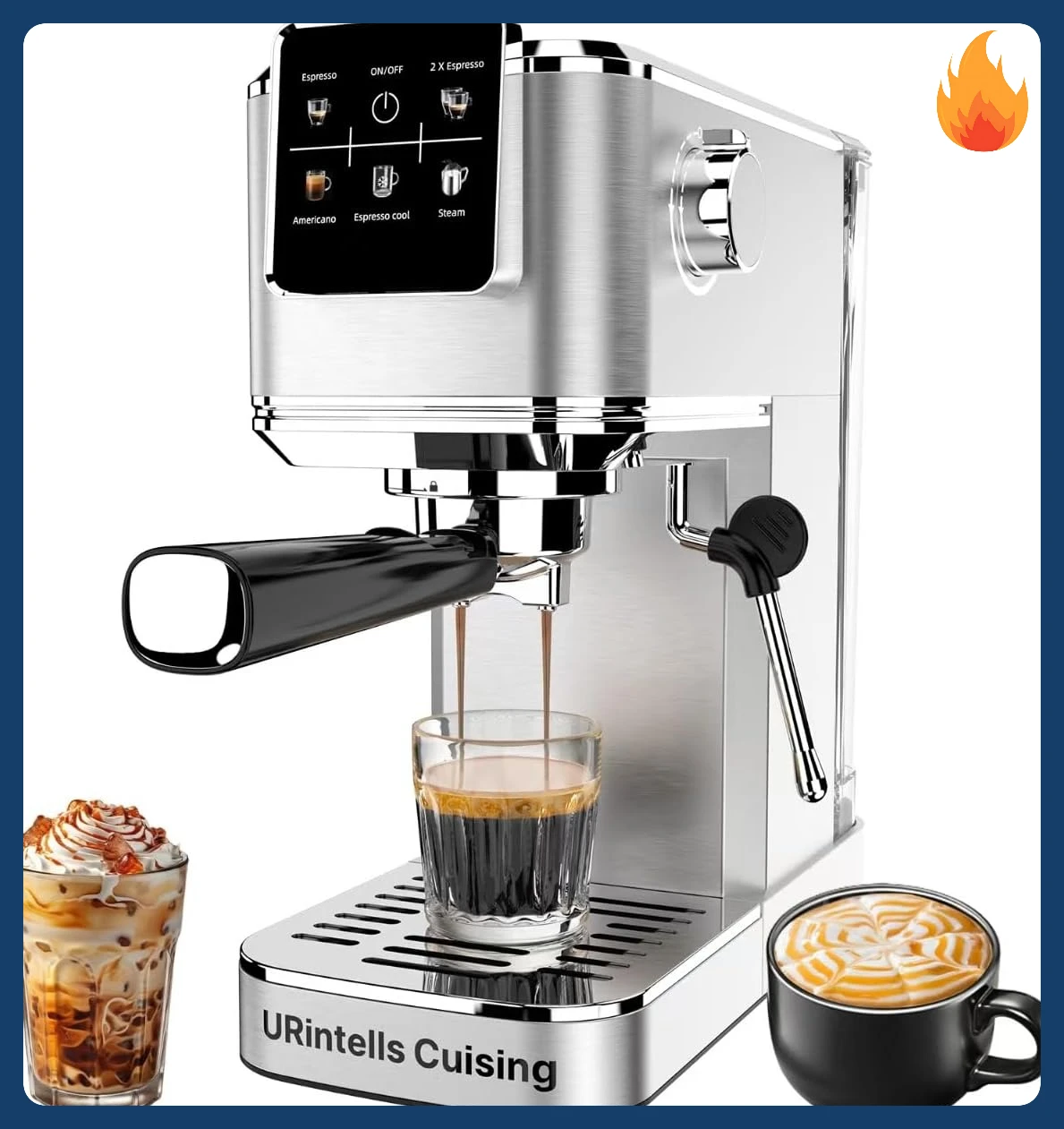 

[Discounted Price!]Espresso Machine 20 Bar,Touch Screen Espresso Maker with Steam Milk Frother,Stainless Steel Coffee Machine fo